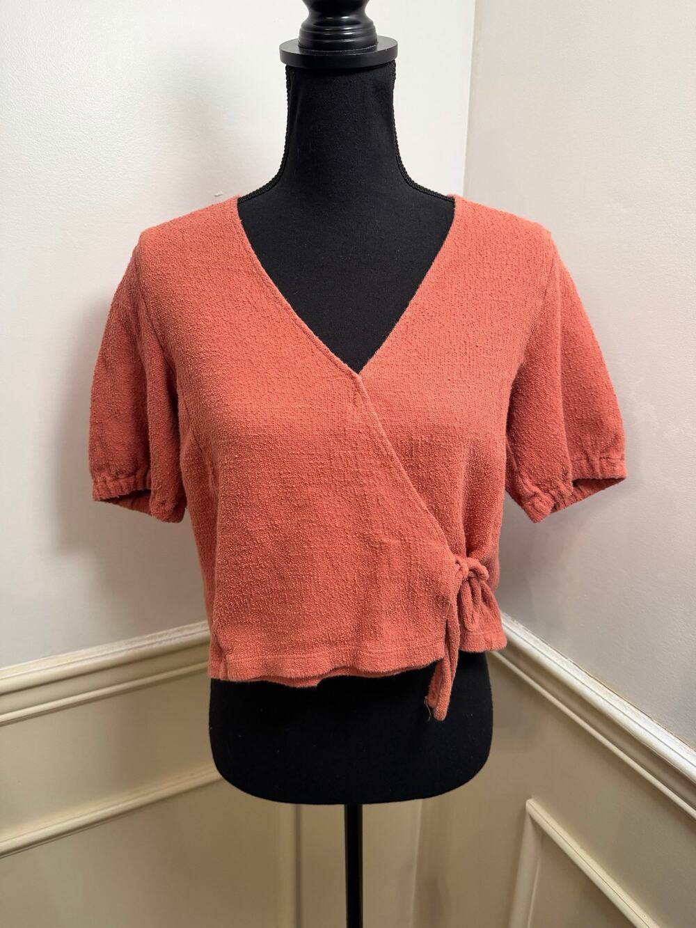 Madewell Texture & Thread Side-Tie Wrap Crop Top Sweet Dahlia